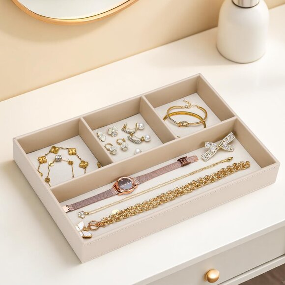 PU Leather Valet Tray, Stackable Jewelry Trays for Dresser, Drawer Nightstand Or - Picture 2 of 8